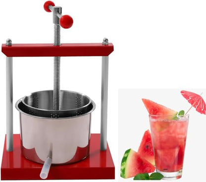 Manual Fruit Wine Press, Cheese Tincture Herb Fruit Wine Press, T-shaped Handle 0.8/1.6 Gallon Stainless Steel Barrels Fruit Press Machine for Juice, Vegetable, Wine, Olive Oil (3L/0.8Gal) - size: 3L/0.8Gal