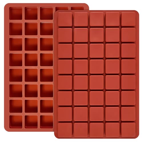 Puyeipt 2 Pack Square Silicone Candy Molds, 40-Cavity Jello Molds, Mini Cube Molds for Caramel, Truffles, Ganache, Gummy, Chocolate, Ice Cube - style: 80 Cavities