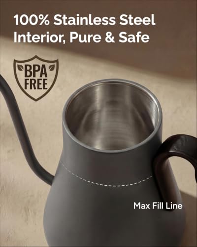 INTASTING Electric Kettle, Gooseneck Electric Kettle, ±1℉ Temperature Control, BPA-Free Stainless Steel Inner, Quick Heating, for Pour Over Coffee, Brew Tea, Boil Hot Water, 1500W/0.9L Dark Grey - color: Grey
