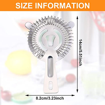 16 Pcs Bar Bartender Strainer Stainless Cocktail Strainers Steel Drink 5.5 in Silver Shaker Ice Bar Shelf for Hawthorne Bartenders Mixologists Drinking Water Filtering