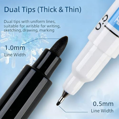 12Pcs Double Tip Permanent Markers Quick Drying Oil Based Markers Pen for Fridge Food Packaging and Warehouse Labeling