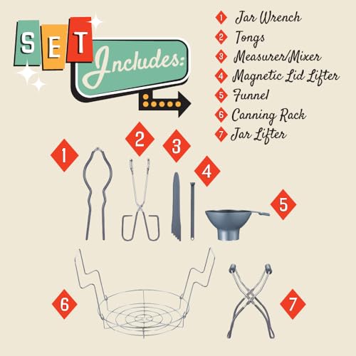 Concord 7 Pieces Premium Stainless Steel Canning Set Starter Kit w/Rack. No Rust, Extra Stability. BULK PACKS (Canning Set)