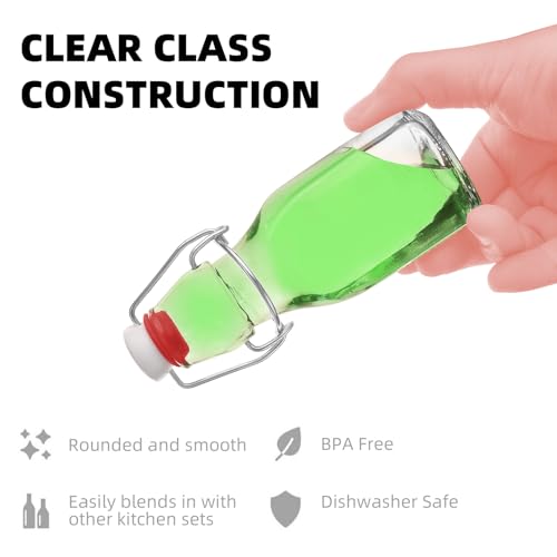 1Pc (4oz square red lid) clear Swing Top Brewing Bottles with Leak Proof Easy Caps, Glass Beer Bottle Flip Top Bottles For Kombucha, Kefir, Vanilla Extract, Beer (4oz square red lid)