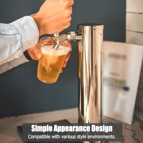 All Stainless Steel Single Beer Tap Tower Draft Beer Tower Kegerator Tower Keg Tower Kegerator Parts Kegerator Kit Beer Tap Faucet Pre-assembled Beer Line 3" Beer Tower Dispenser