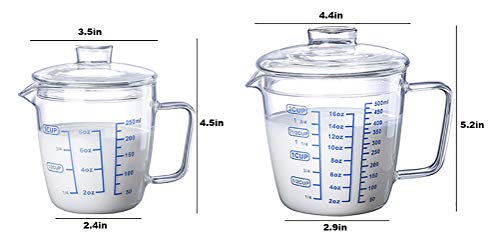 Glass Measuring Cup with Lid, Graduated Beaker Mug with Handle, Light-weight Borosilicate Glass V-Shaped Spout Microwave Safe Scales Cup for Cooking Baking (2cup/16oz/500ml) - size: 16 fl oz