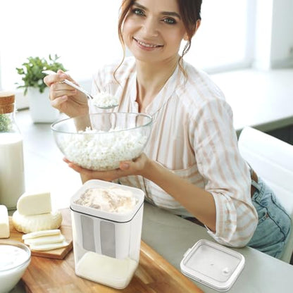 Greek Yogurt Strainer 1.16Quarts, Reusable with Stainless Steel Fine Mesh Bag & Lid, Whey Separator for Yogurt, Soybean Milk, Nut Milk (1100ml) - size: 1100ml