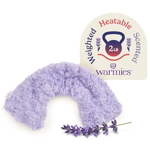 warmies Microwavable Neck & Shoulder Wrap - Heating & Cooling Plush Pad for Calming Relaxation - Weighted & Heated Neck Warmer with Scented Lavender - Microwave Heat Pad for Aches & Pain - Purple - color: Curly Purple