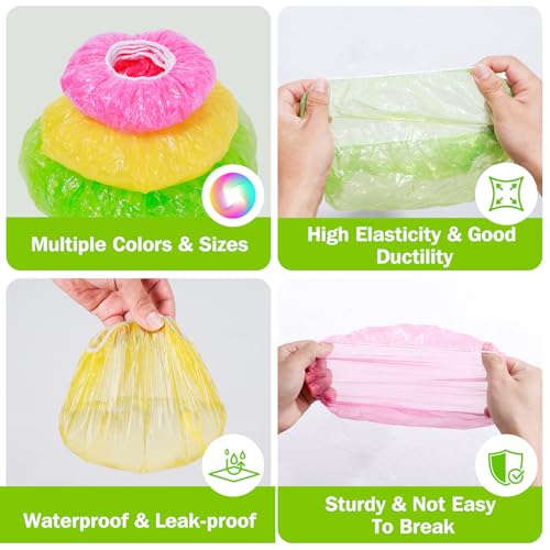 Mwellewm Bowl Covers Reusable Elastic Plastic Wrap for Food Storage Fresh Keeping Stretch Bags Bowl Covers for Bread Proofing Alternative to Foil for Family Outdoor Picnic Sourdough Baking(180)