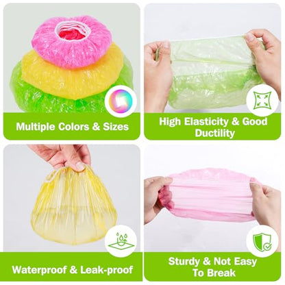Mwellewm Bowl Covers Reusable Elastic Plastic Wrap for Food Storage Fresh Keeping Stretch Bags Bowl Covers for Bread Proofing Alternative to Foil for Family Outdoor Picnic Sourdough Baking(180)