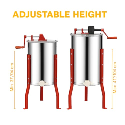 HE4MAN 4 Frame Beekeeping 304 Stainless Steel Drum Honey Extractor with Stand - Manual