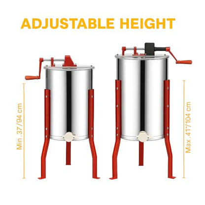 HE4MAN 4 Frame Beekeeping 304 Stainless Steel Drum Honey Extractor with Stand - Manual