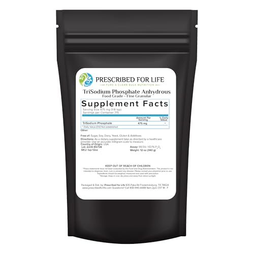 Prescribed For Life Trisodium Phosphate (TSP), Pure with No Fillers, Food Grade Additive, Granulated, TSP Cleaner and Degreaser (12oz / 340g) - size: 12 Ounce (Pack of 1)