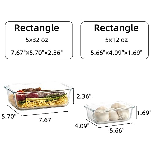 C CREST Airtight Food Storage Glass Containers with Locking Lids- 5 Large (32oz) and 5 Small (12oz), Leak-proof - color: LAVENDER