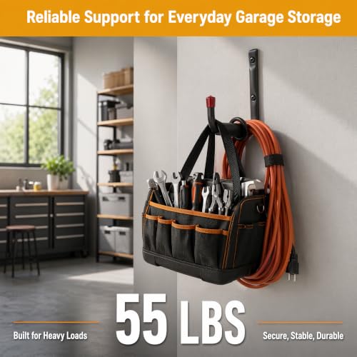 6 Pack Garage Hooks Heavy Duty, Utility Steel Hooks with EVA Foam Padding, 15inch Wall Mount J Organizer Hanger for Hanging Bikes Kayak Garden Tool Hose Bike Shelf - size: 15inch