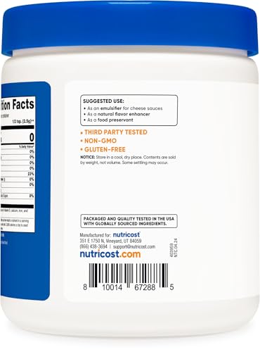 Nutricost Sodium Citrate Powder 1LB (16oz) Food Grade, GMO-Free | Emulsifier, Natural Flavor Enhancer, Food Preservant - size: 16.01 Ounce (Pack of 1)