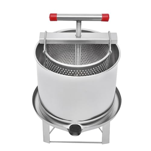 Honey Extractor, 12.6L/532.6 Oz Bee Honey Press Machine With Large Press Plate, Portable Stainless Steel Beekeeping Equipment Tool w/ Uniform Mesh, Large Bee Honey Press Extractor For Farms, Beehives