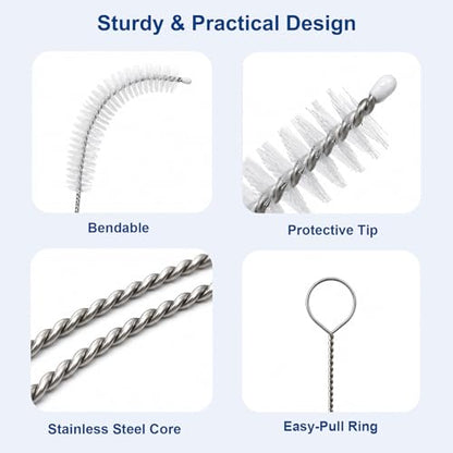 40 Inches 4-Pack Extra Long Cleaner Brush Set, Stainless Steel Pipe Cleaner Brushes for Straws, Kegerator Tubes, Siphon Hoses, Feeding Tubes, Sunroof Drains, Ice Maker Hoses, and More