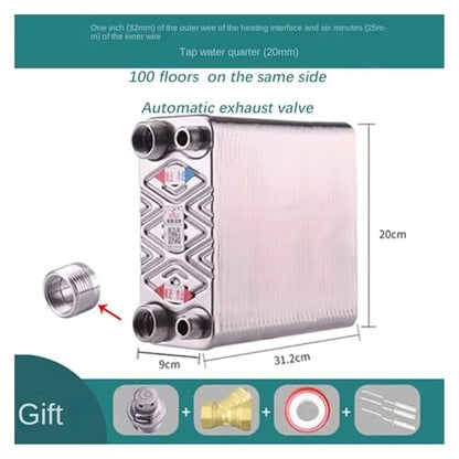 50/60/80/100/120-Plate Domestic Hot Water Exchanger Water to Water Brazed Plate Heat Exchanger(100 Same Side) - size: 100 Same Side