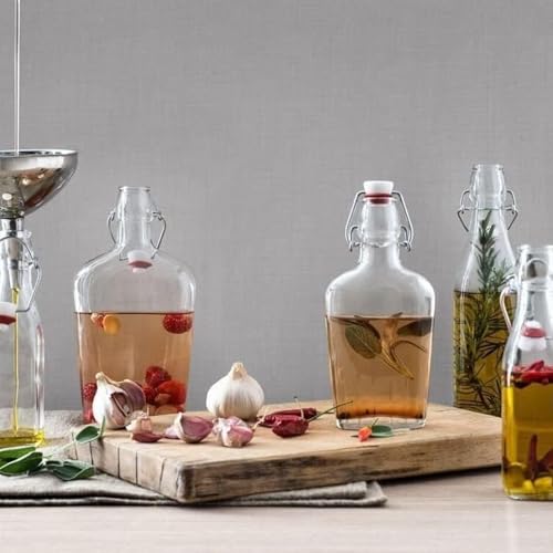 Bormioli Rocco Swing Top Glass Bottle (Set of 4) - 8.5 oz Reusable Container with Secure Metal Clasp, Ideal for Homemade Juices, Oil Infusions, Condiments, Mixers - Everyday Drinking Glasses - size: 8.5 Oz.