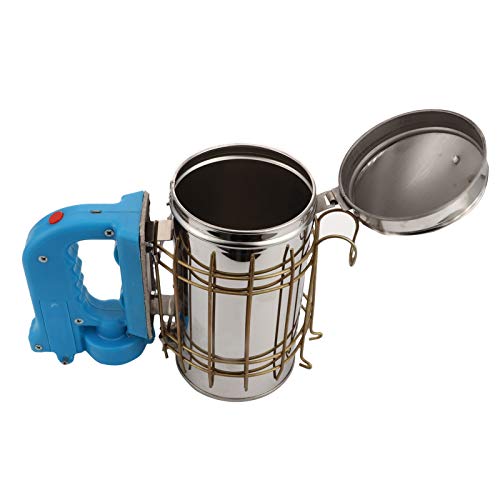 Electric Bee Smoker, Stainless Steel Beekeeping Tool with Heat Cover, Micro-USB Rechargeable, 4 AA Battery Powered