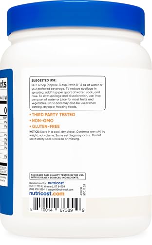 Nutricost Citric Acid Powder (2LB) - Non-GMO, Gluten Free - size: 2 Pound (Pack of 1)
