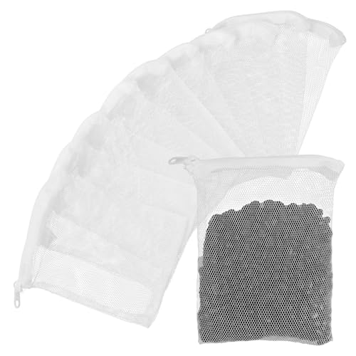 10 pcs Aquarium Media Bag with Zipper, Reusable Fine Mesh Bag for Aquarium Filter Media, 5.9" x 3.9" - color: White