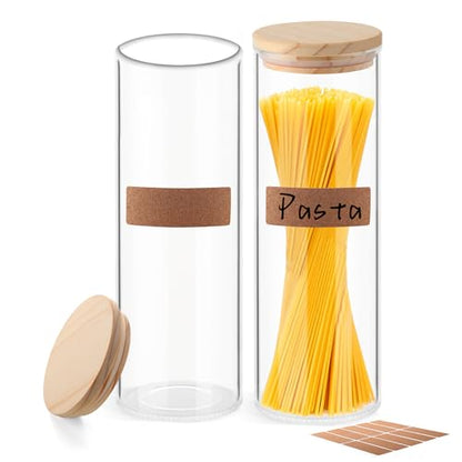 ULAB 3.5mm Thick Glass Food Container Set with Lid, 62.6 OZ Clear Storage Jar, Pack of 2, Glass Airtight Canisters set for Cookie, Pasta, Coffee Beans, USJ1005 - color: 62.6oz-2pcs