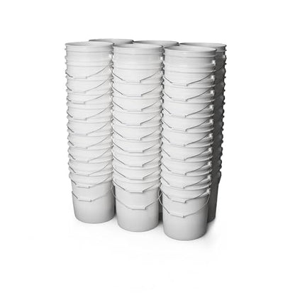 ePackageSupply 5 Gallon Bucket - Food Grade Bucket, Metal Handle Grip, BPA-Free, Heavy-Duty 90 Mil HDPE Plastic Pail, Stackable Utility Container, Made in USA, Lid Not Included, White, 60 Packs - color: White, size: 60 Packs