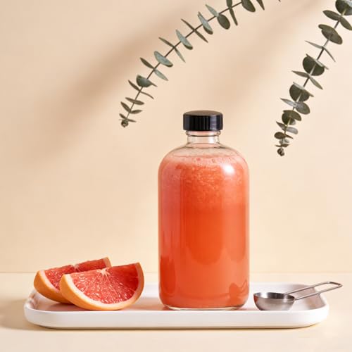 16 OZ Glass Bottles with Lids, 20 Pack Clear Boston Round kombucha Sample Bottles with Black Caps Perfect Glass Containers for Secondary Fermentation,Storing condiment,Homemade Essential Oils,kitchen - color: 20 P Clear