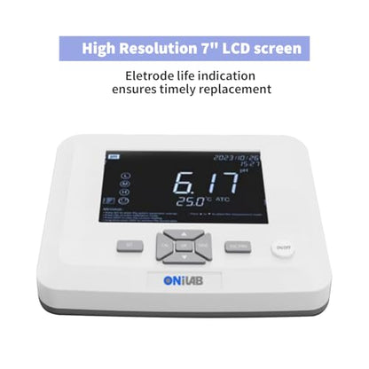 ONiLAB Benchtop Lab pH Meter, 0.01 pH Accuracy, 1-3 Points Auto Calibration, 3-in-1 pH/Temp. Electrode