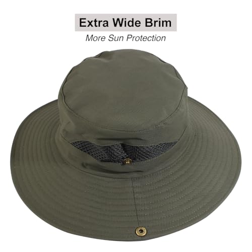 CAMOLAND Sun Hat with Removable Mesh Head Net Safari Hat Outdoor UV Protection - color: Army Green