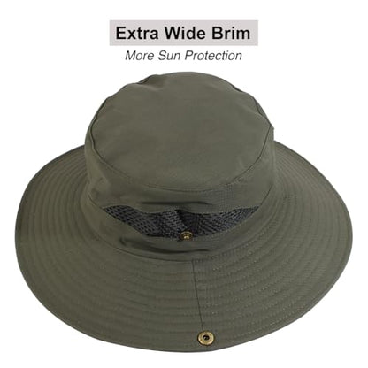CAMOLAND Sun Hat with Removable Mesh Head Net Safari Hat Outdoor UV Protection - color: Army Green