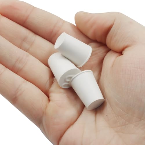 Solid Rubber Stoppers, Size 00#, 20 Pack | Tapered Plugs, White Natural Rubber Bungs, For Test Tubes, Flasks & Lab Equipment - size: 00#