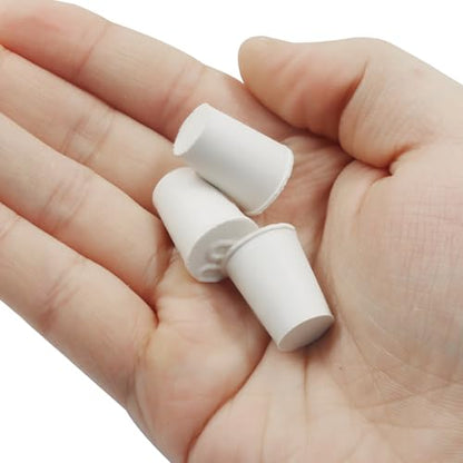 Solid Rubber Stoppers, Size 00#, 20 Pack | Tapered Plugs, White Natural Rubber Bungs, For Test Tubes, Flasks & Lab Equipment - size: 00#
