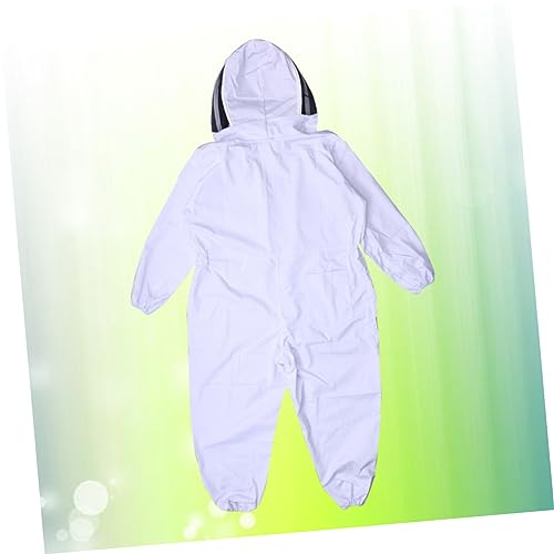 ibasenice Professional Beekeeping Suit Veil Hood Full Body Keeping Full Suit for Adults XXL White