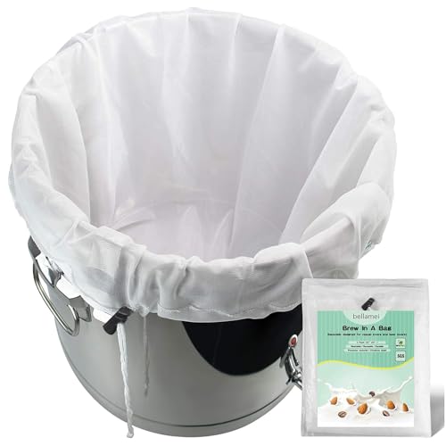 Brew Bag Reusable 2 Pack 22"×26" 250 Micron Fine Mesh Bag for Beer | 5 Gallen with Drawstring for Fruit Cider Apple Grape Wine Press Drawstring Straining Brew in a Bag - size: 2 pack-22"×26"