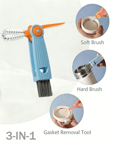 5 in 1 Cleaning Brush Set, Anivona Bottle Brush Cleaner, Multifunctional Cleaning Brush, Water Bottle Brushes for Cleaning Home, Cleaning Baby Bottles, Home Kitchen Cleaning Tools, BPA-Free (Grey) - color: Grey-nylon & Nylon Brush