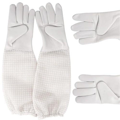 Beekeeping Gloves 2 Pairs Mesh Beekeeping Gloves Long Sleeved Gloves Preventing Bee Bites Three-Layer Net Ventilation Lightweight Breathable Gloves for Beekeepers Protected Supplies(XX-Large) - color: XX-Large