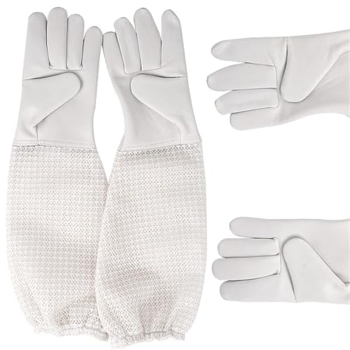 Beekeeping Gloves 2 Pairs Mesh Beekeeping Gloves Long Sleeved Gloves Preventing Bee Bites Three-Layer Net Ventilation Lightweight Breathable Gloves for Beekeepers Protected Supplies(XX-Large) - color: XX-Large