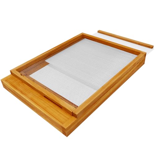 10 Frame Beehive Screened Bottom Board, Beeswax Coated Screened Bottom Board for Langstroth Bee Hive Summer Airflow - size: 1 Pack
