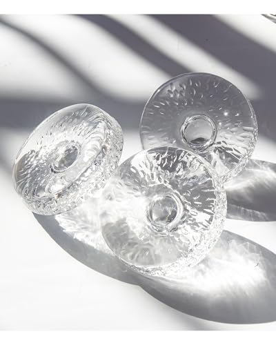 Glass Fermentation Weights Set of 4 for Wide Mouth Mason Jar Pickling Canning Gallon Jars, Fermenting Weigh Easy Grip Handle Convex Wavy Grain Dot for Brewing Fermented Foods - color: Clear-2.75Inch