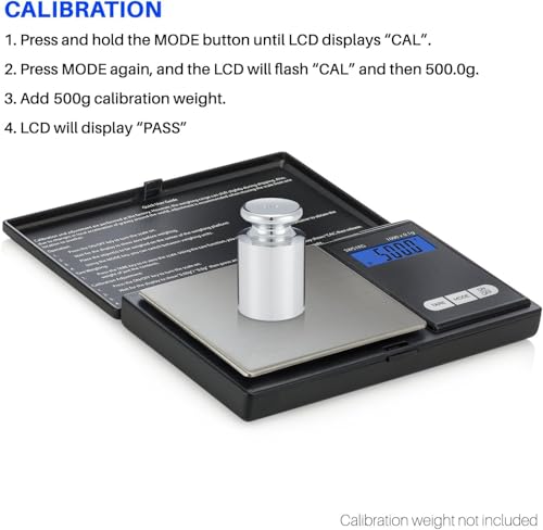 Smart Weigh Digital Pocket Scale – 1000g x 0.1g Precision – Ideal for Jewelry, Food, Herbs, and Medicine – Stainless Steel Platform with Protective Cover – Black (Battery Included) - size: 1000g / 0.1g