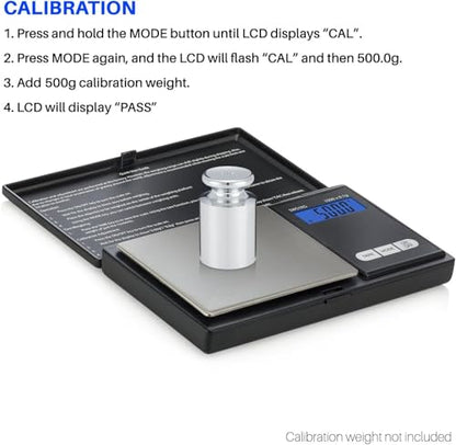 Smart Weigh Digital Pocket Scale – 1000g x 0.1g Precision – Ideal for Jewelry, Food, Herbs, and Medicine – Stainless Steel Platform with Protective Cover – Black (Battery Included) - size: 1000g / 0.1g