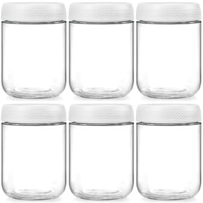 NETANY 6-pack 16oz Glass jars with Airtight Lids, Overnight Oats Containers with Lids, Wide mouth Mason Salad jars, Glass Food Storage Containers for Snacks Yogurt Spice Sugar-White - color: White