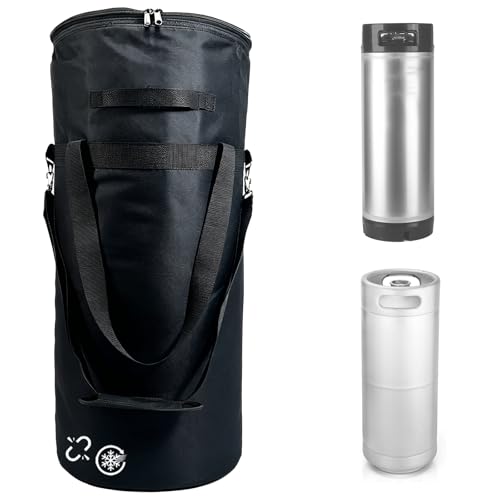 Keg Cooler Bag, 5 Gallon Insulated Home Brewing Fermentation Cooler, Waterproof Beer Keg, Corny Brew (27" Hx13 D, 2 Handles Shoulder Strap)