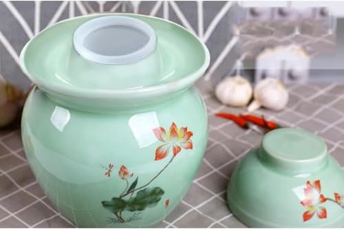 Fermentation Jar Traditional Chinese Porcelain Pickle Jar,Ceramics Fermenting Crock Kit with Water Seal Airlock Lid, Pickle Jar for Pickles Kimchi, Sauerkraut 0.6Kg*1,3.5kg - size: 3.5kg