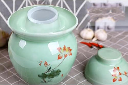 Fermentation Jar Traditional Chinese Porcelain Pickle Jar,Ceramics Fermenting Crock Kit with Water Seal Airlock Lid, Pickle Jar for Pickles Kimchi, Sauerkraut 0.6Kg*1,3.5kg - size: 3.5kg