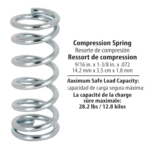 Prime-Line SP 9707 Compression Spring, Spring Steel Construction, Nickel-Plated Finish, 0.072 GA x 9/16 In. x 1-3/8 In. (2 Pack) | Spring Steel Construction - color: Nickel, size: 9/16 in. x 1-3/8 in.