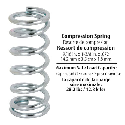 Prime-Line SP 9707 Compression Spring, Spring Steel Construction, Nickel-Plated Finish, 0.072 GA x 9/16 In. x 1-3/8 In. (2 Pack) | Spring Steel Construction - color: Nickel, size: 9/16 in. x 1-3/8 in.