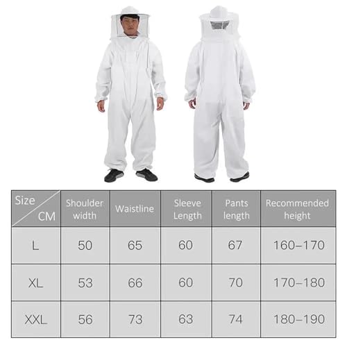 Beekeeping Suit Full Body Beekeeping Clothes Professional Protective Beekeepers Suits with Anti-Bee Round Veil Hood Hat Safty (Medium)